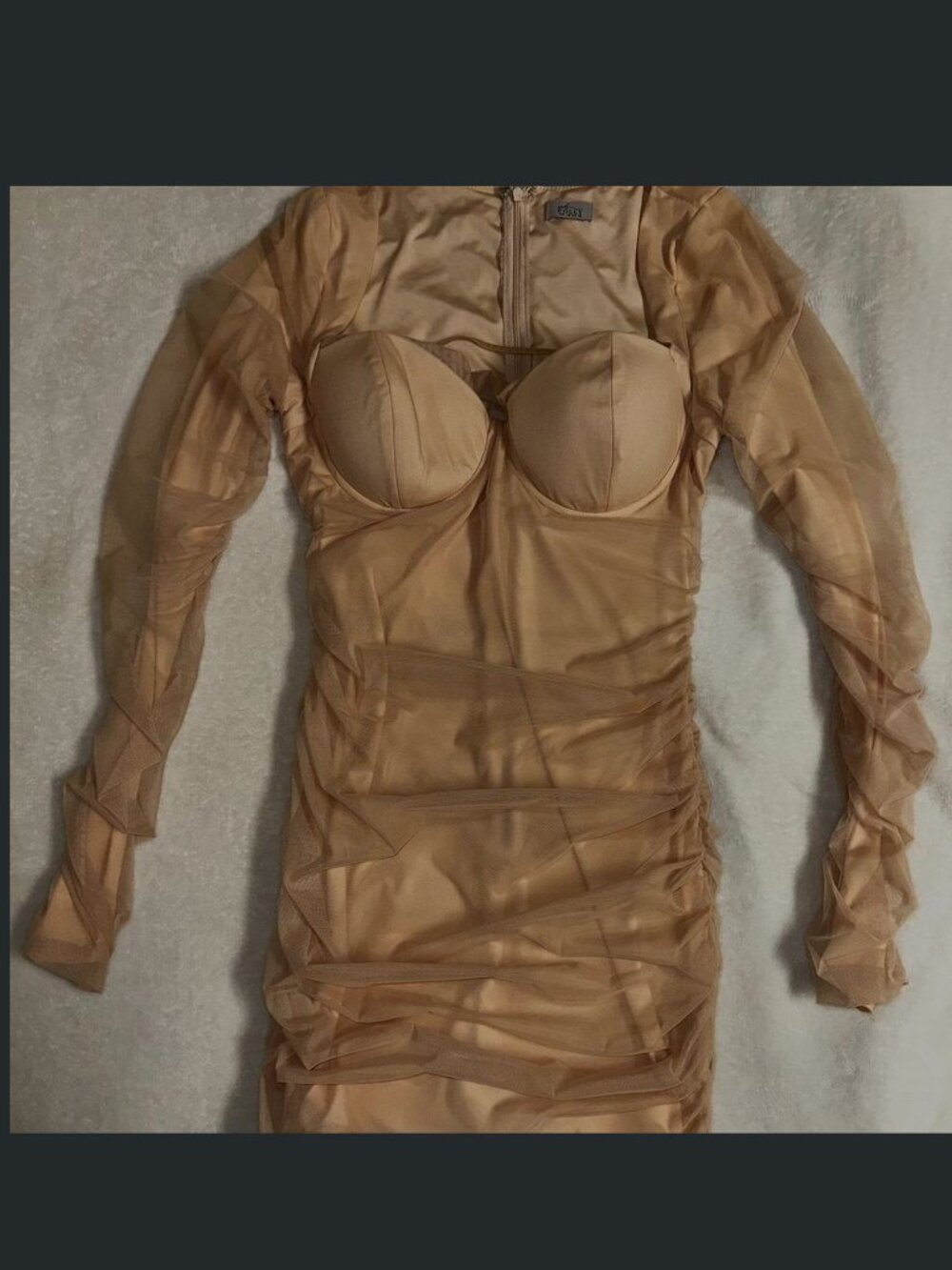 OH POLLY Tan Mesh Bodycon Dress Size 10 US